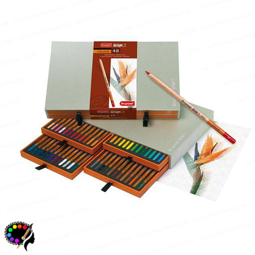 خرید مدادرنگی ۴۸ رنگ دیزاین برونزیل مدل پل کروم جعبه چوبی