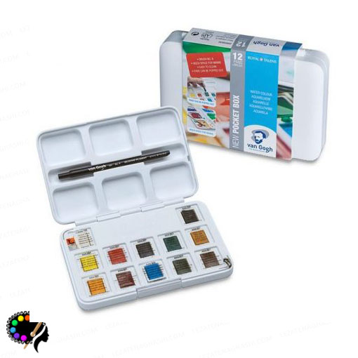 خریدآبرنگ حرفه ای ونگوگ جعبه پلاستیکی ۱۲ رنگ